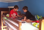 Siblings kids reading bunk beds